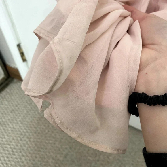 After Six Blush High Neck Chiffon Draped Front Slit Style 6818 Bridesmaid Dress - Picture 13 of 15